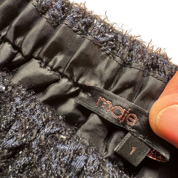Maje Wool Blend Mini Skirt Women's Size 1 / Small Navy Blue Metallic in EUC! - Picture 4 of 5